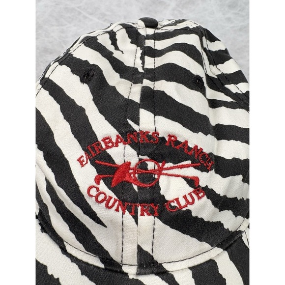 Fairbanks Ranch Country Club Zebra Print Woogge Adjustable Hat Cap Black White - Picture 2 of 8